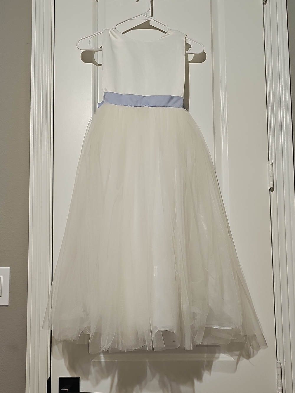 Tulle Flower Girl Dress with Light Blue Sash